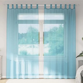 Cortinas de voile com laços 2 pcs turquesa 140x245 cm
