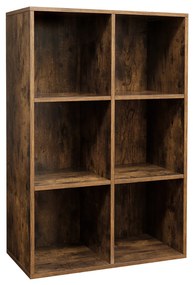 Estante de 6 cubos para arrumação e exibição de itens. | VASAGLE | 65,5 x 30 x 97,5 cm | castanho rústico | LBC203BX.