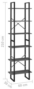 Estante 60x30x210 cm derivados de madeira cinzento