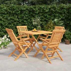 vidaXL 5 pcs conjunto de jantar p/ jardim madeira de teca maciça