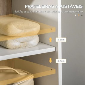 Coluna Casa de Banho Armário Alto Auxiliar de Casa de Banho com 2 Portas e 6 Prateleiras para Duche Estilo Moderno 30x31,5x169cm Branco e Carvalho