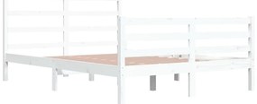 Estrutura de cama 160x200 cm madeira de pinho maciça branco