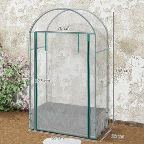 Mini estufa de jardim 89 x 50 x 152 cm para varanda com saco de plantio e cobertura de plástico reforçado, porta enrolável, transparente