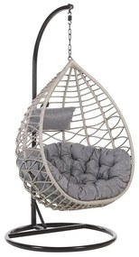 Cadeira suspensa em rattan cinzento com suporte ARSITA Beliani