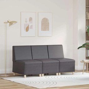 vidaXL Cadeiras de Sofá 3 pcs Cinzeto 55 x 74 x 82 cm Couro sintético