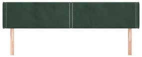 Cabeceira de cama c/ abas veludo 203x16x78/88cm verde-escuro