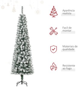 Árvore de Natal 180 cm Árvore de Natal Artificial Nevada com 492 Ramos e Suporte de Metal  Verde e Branco