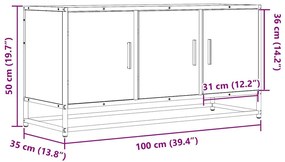 Móvel de TV 100x35x50cm derivados madeira/metal carvalho sonoma