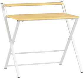 HOMCOM Secretária Dobrável com Prateleira Aberta Secretária Pequena para Escritório Casa 86x66x82 cm Madeira