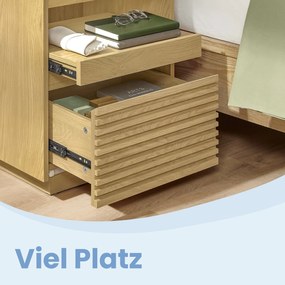 Mesa de cabeceira com iluminação LED 40 x 45 x 55 cm cor de carvalho natural