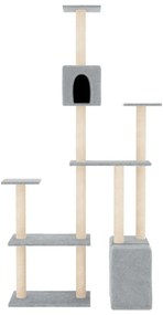 Árvore p/ gatos c/ postes arranhadores sisal 180 cm cinza-claro