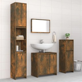 vidaXL 4pcs conjunto de móveis WC derivados de madeira carvalho fumado