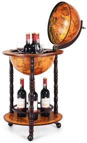 Garrafeira Porta-vinhos em forma de Globo Prateleira Castanho 47 x 47 x 90 cm