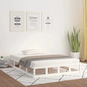 vidaXL Estrutura cama pequena casal 120x190 cm pinho maciço branco