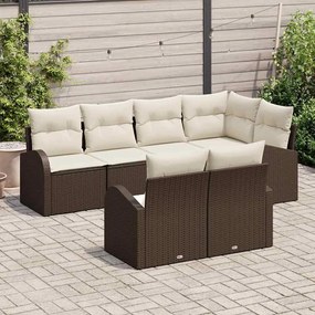 Conjunto de Sofá de Jardim vidaXL 7 Peças com Almofadas Castanho Ratta