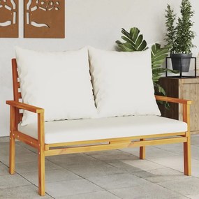 vidaXL Banco de jardim com almofadão 120 cm madeira de acácia maciça
