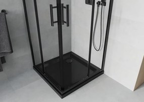 Mexen Rio cabine de duche quadrada 90 x 90 cm, transparente, preta + base de duche Flat, preta - 860-090-090-70-00-4070B