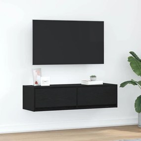 Armário de TV vidaXL Preto Carvalho 100x31x25,5 cm Madeira de engenharia