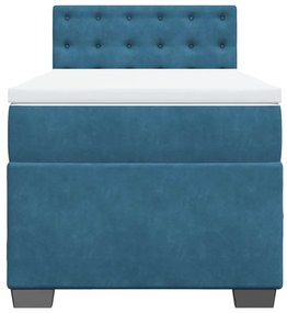 Cama boxspring com colchão 90x190 cm veludo azul