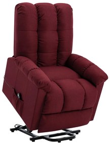 vidaXL Poltrona elevatória tecido vermelho tinto