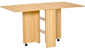 HOMCOM Mesa de Sala de Jantar Dobrável com Rodas Mesa Multifuncional para Sala de Jantar com 3 Formas 140x80x74cm Madeira