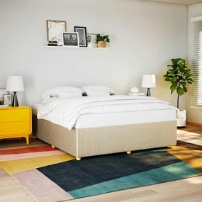 Estrutura de cama sem colchão 180x200 cm tecido cor creme
