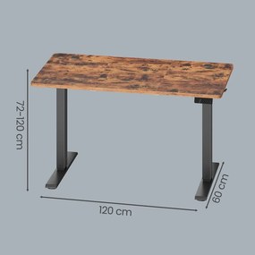 Secretária elétrica, função de memória com 4 alturas, 120 x 60 x (72-120) cm castanha