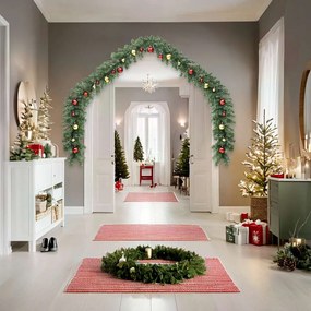 Grinalda de Natal decorada com enfeites e luzes LED 10 m
