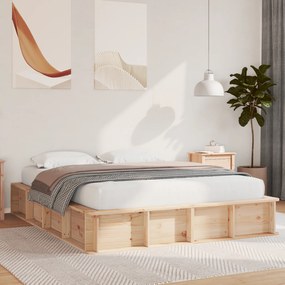 vidaXL Cama com espaço pra guardar embaixo - 150 x 200 cm, madeira de pinho