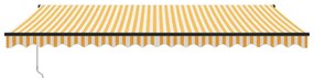 Toldo retrátil 5x3 m tecido e alumínio amarelo e branco