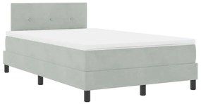 Cama Box com Colchão vidaXL Cinza Claro Dobro Pequeno Veludo