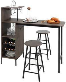 Conjunto de mesa de jantar alta para sala de estar estilo bistrô - marrom escuro