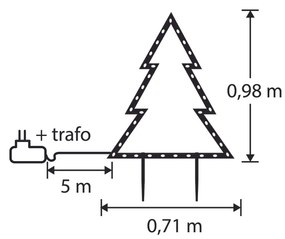 Holofote de Árvore de Natal Preto 71cm incl. LED IP44 - Kas