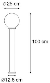 Moderno poste de luz de exterior em aço inoxidável 100 cm - Sfera Moderno