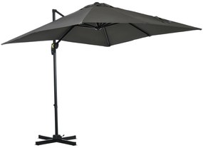 Chapéu de Sol de Jardim 245x245x245 cm Chapéu de Sol Excêntrico com Rotação 360° Inclinação de 5 Níveis com Manivela e Ventilação para Pátio Terraço C