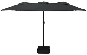 Guarda-sol de jardim com cabeça dupla 449x245 cm preto