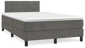 vidaXL Cama boxspring com colchão 120x190 cm veludo cinzento-escuro