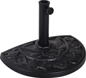 Outsunny Base para Chapéu de Sol de Resina em Forma Semicircular para Mastros de Ø3,8 cm e Ø4,8 cm Peso 9 kg 50x31x32 cm Preto | Aosom Portugal