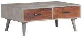 Mesa de centro 100x60x40 cm mangueira maciça áspera cinzento