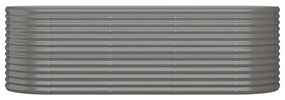 Canteiro elevado jardim 224x80x68cm aço revestido a pó cinzento