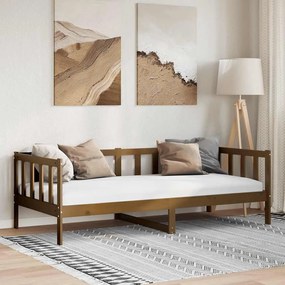 Sofá-cama 90x200 cm madeira de pinho maciça castanho mel