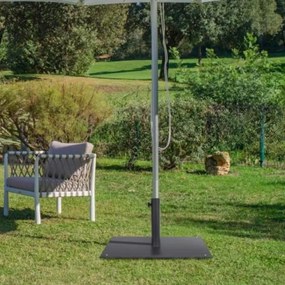 Base para guarda-sol de jardim quadrada 50 x 50 x 32 cm de 16 kg com 4 pés ajustáveis para postes de 4 e 5 cm Preto