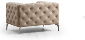 Poltrona Francisca – Design Moderno com Pernas Cromadas – Ecru – 108x9