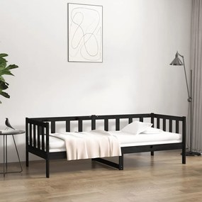814648 vidaXL Sofá-cama 90x190 cm madeira de pinho maciça preto