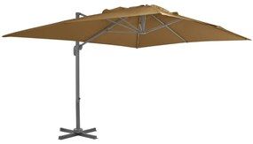 vidaXL Guarda-sol cantilever c/ poste alumínio cinzento-acastanhado