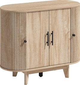 HOMCOM Buffet para sala, móvel de armazenamento oval com 4 portas e prateleiras ajustáveis, 90 x 40 x 76 cm, carvalho | Aosom Portugal