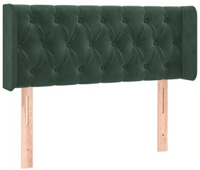 Cabeceira cama c/ luzes LED veludo 103x16x78/88 cm verde-escuro