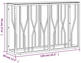 Mesa consola 110x30x70 cm aço inoxidável e vidro prateado