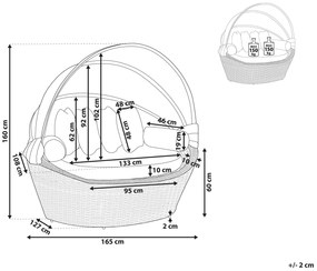 Cama de jardim com toldo em rattan castanho claro SYLT Beliani