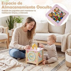 Cubo de atividades de madeira Montessori Brinquedos sensoriais educativos para bebés a partir dos 18 meses